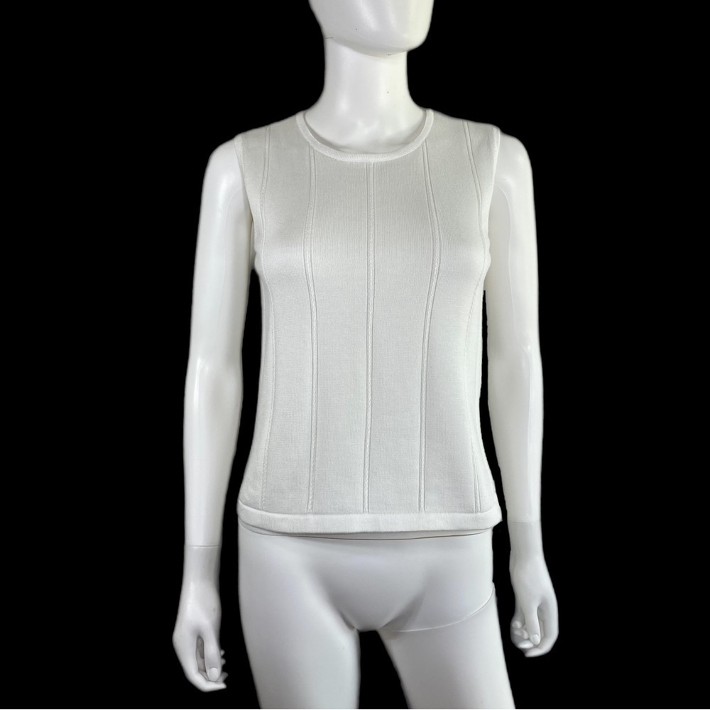 Talbots Sleeveless White Ribbed Tank Sweater